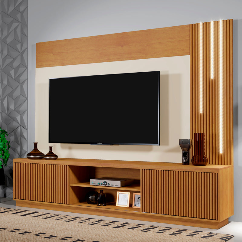 Estante Arezzo Home para TV até 75 Polegadas 2 Portas com LED Mavaular - Naturale Off White